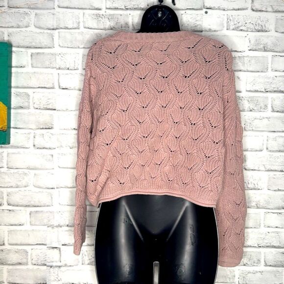 Moon & Madison Crop Top Knit Sweater, Bell Sleeves Boho Hippie Large - Picture 4 of 6